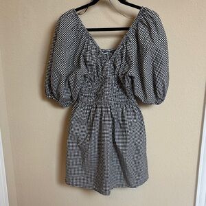 NWOT Old Navy Black and White Checkered waist smocked Dress sz XSP